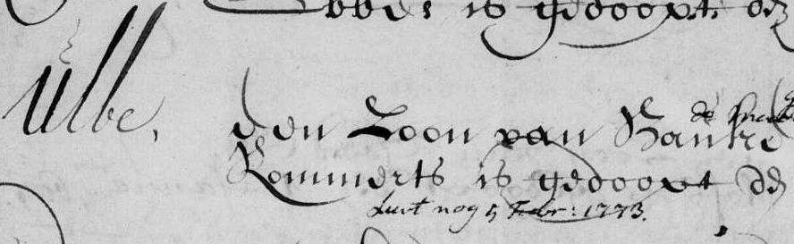 Doop Ulbe Baukes 1688