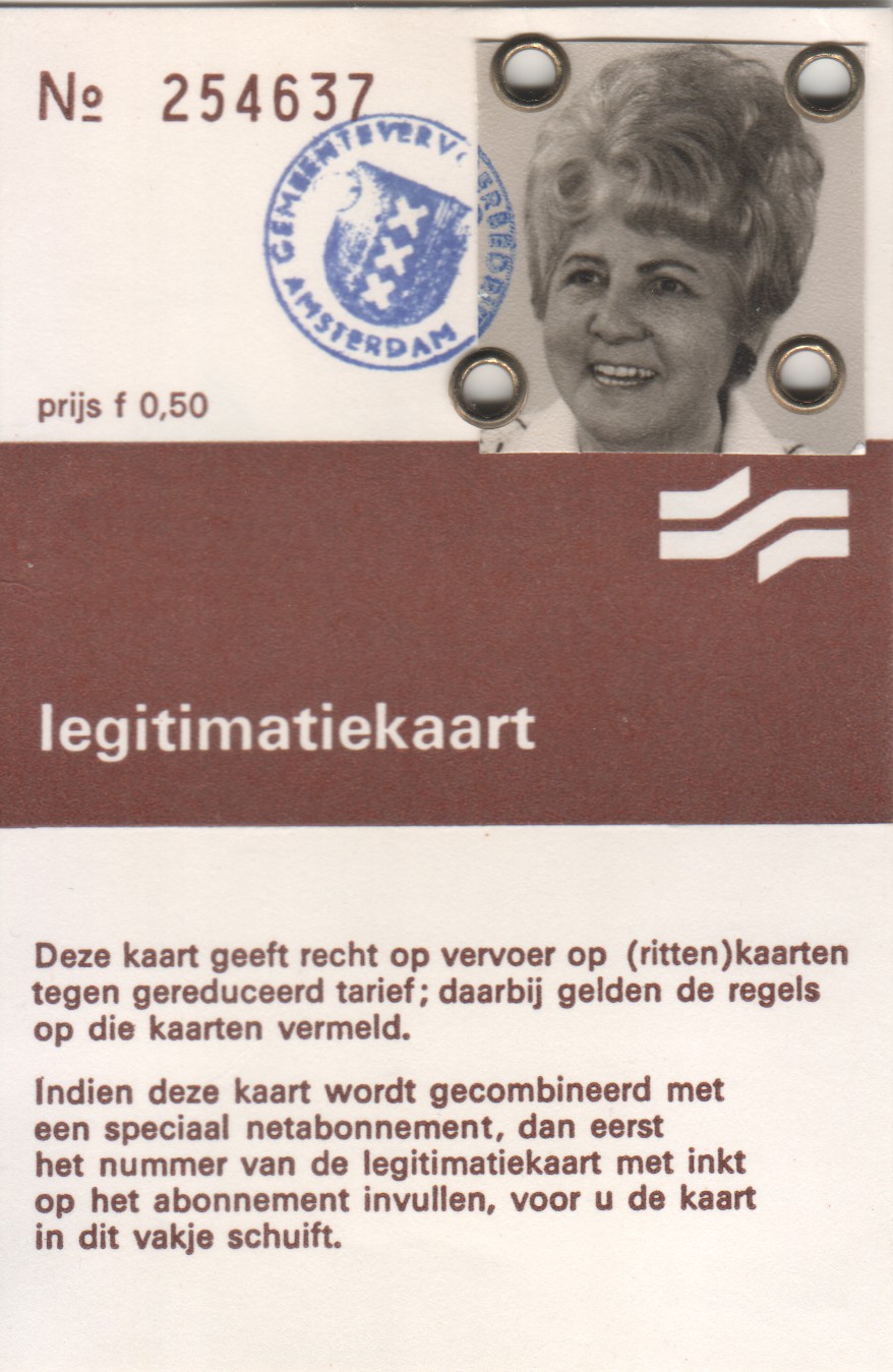 GVB ID-kaart Oma Suus 1970